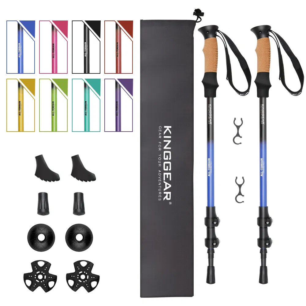 Walking Trekking Poles Anti-Shock and Quick Lock System Telescopic Collapsible Ultralight for Hiking Camping