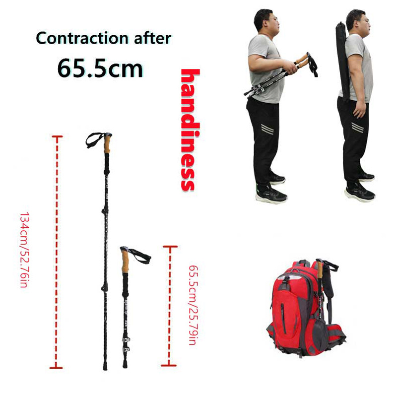 Carbon Fiber Aluminum Alloy Trekking Poles External Quick Lock Trekking Poles Hiking Collapsible Stick Nordic Trekking Stick
