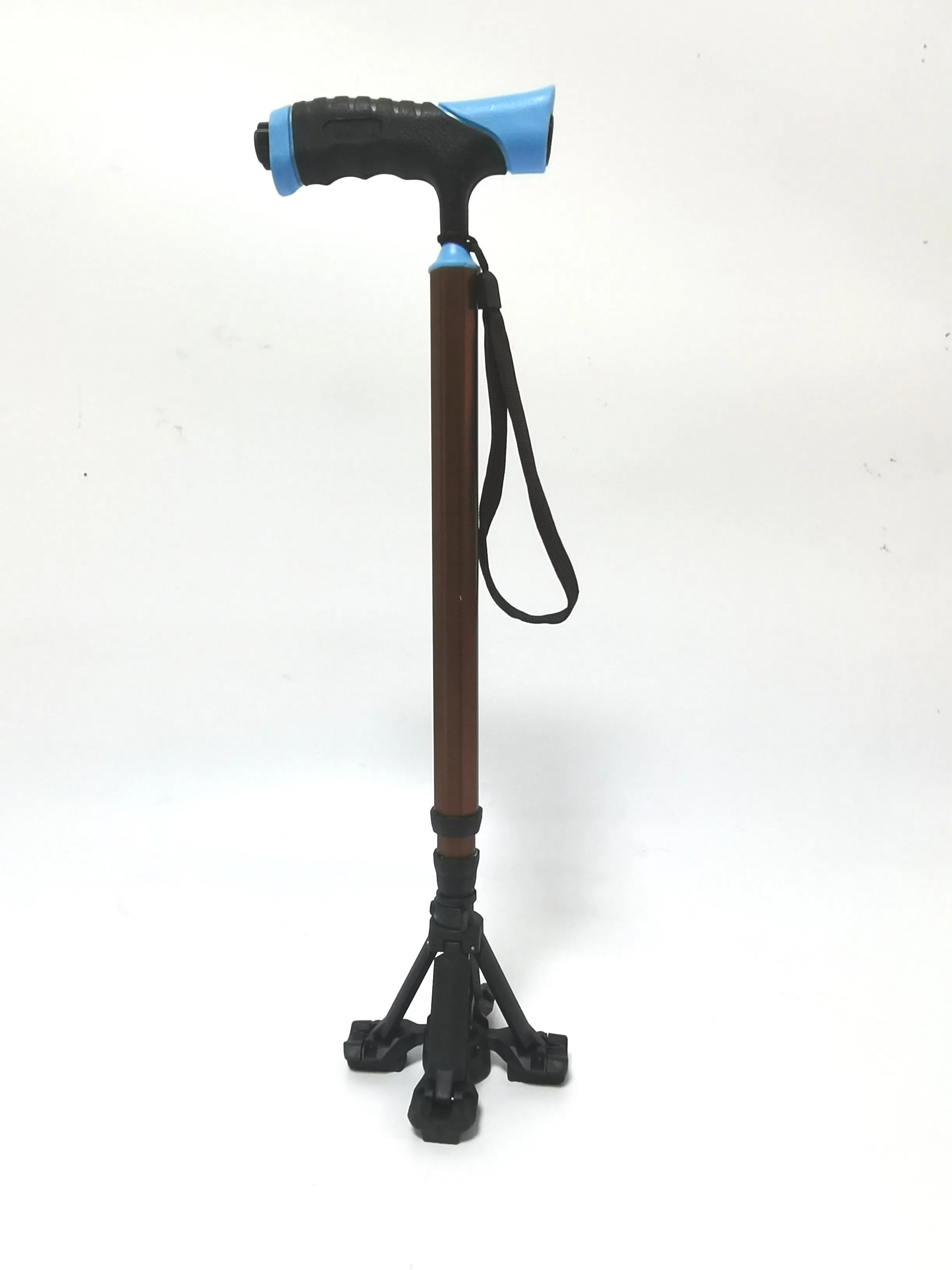 Folding Walking Cane Portable, Telescopic with LED Light, Single Cane-Quad Cane Changeable