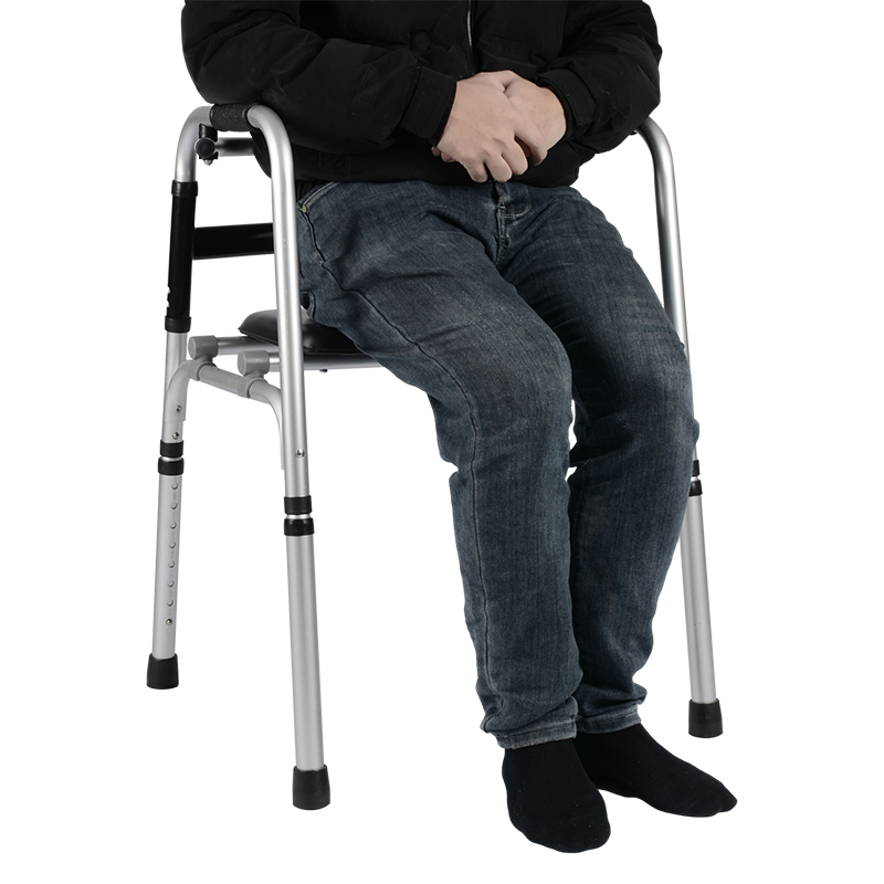 Dl-7011-Black Seat Lightweight Adjustable Aluminum Medical Rollator Walker Device for Adults &amp; Elderly