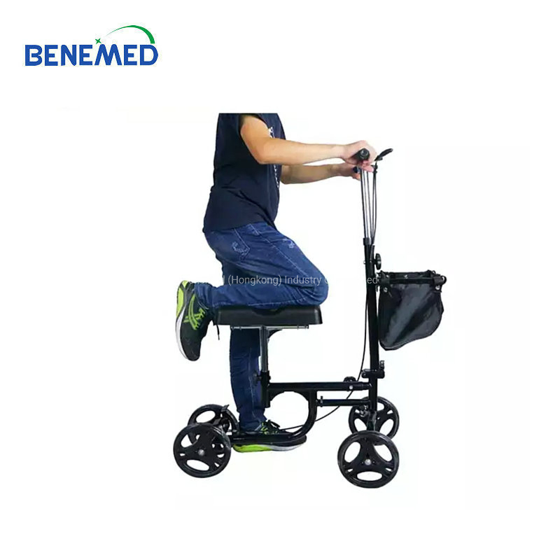 Foldable Steel Adjustable 4 Wheels Mobility Walker for Disabled Steerable Knee Walker