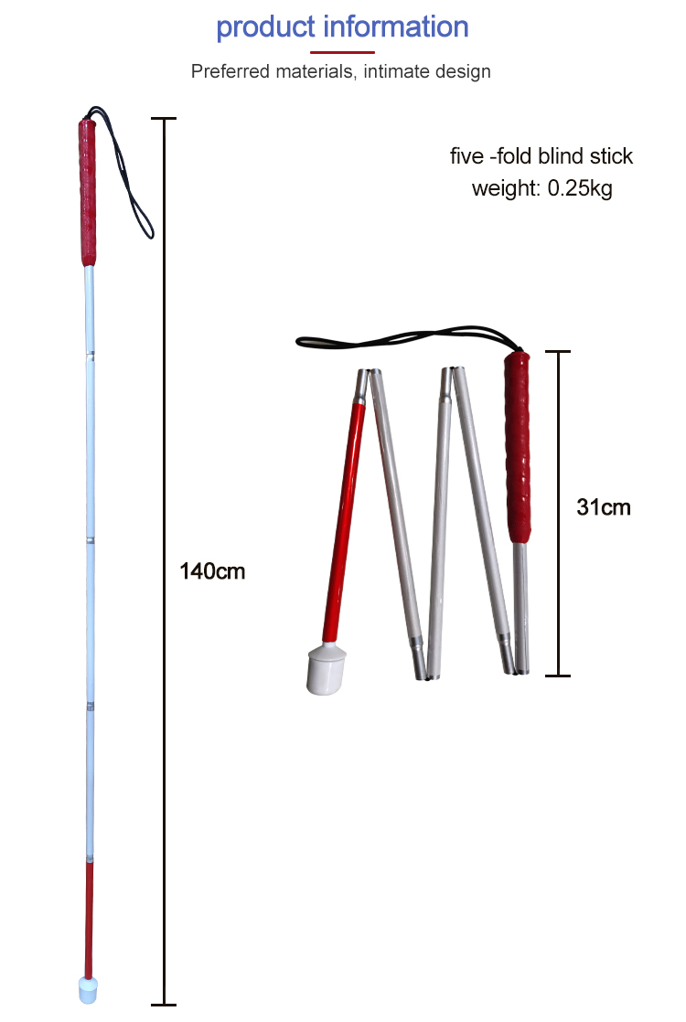 Sht Hot Sale Folding Walking Good Quality Blind Cane Guide Stick for Blind People
