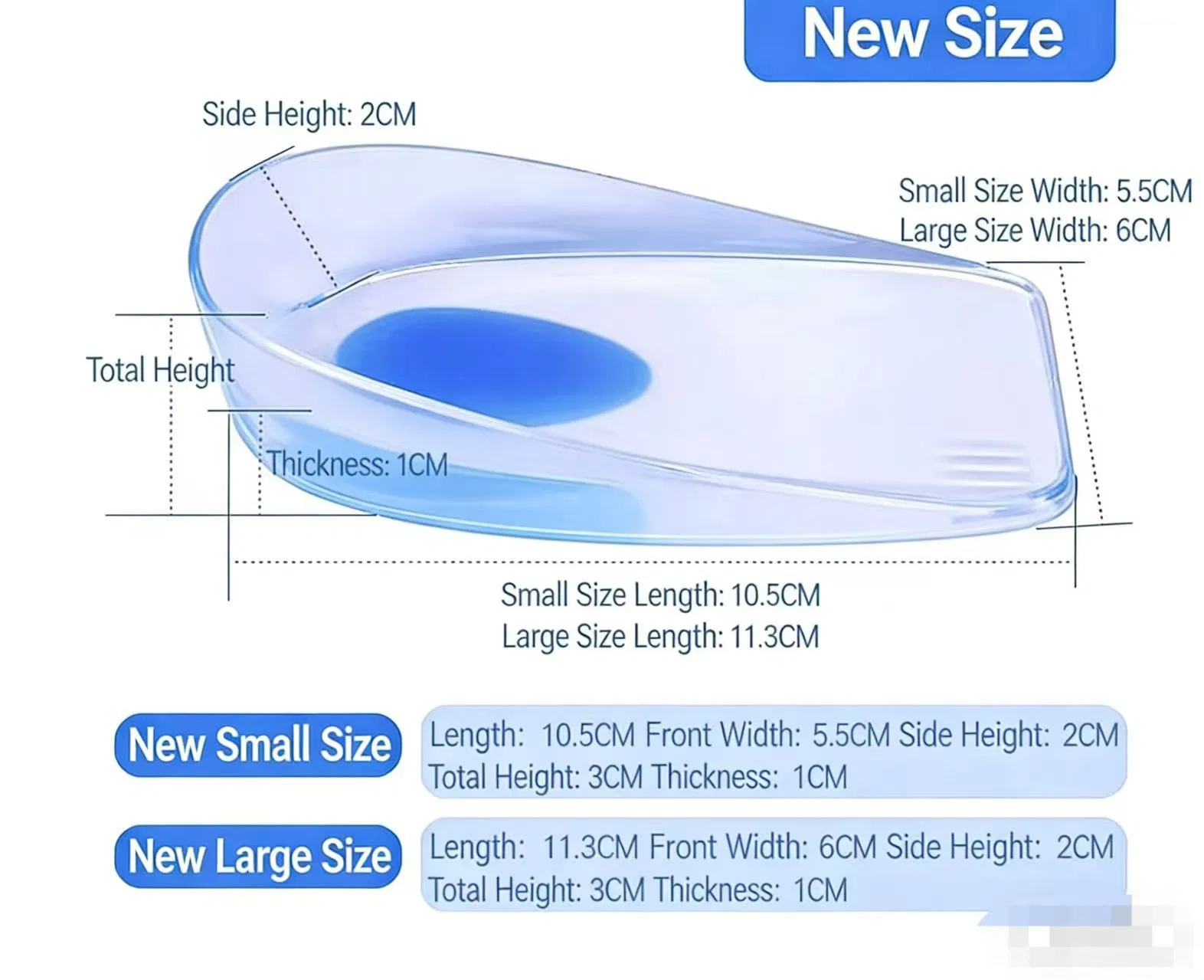 Comfortable Silicone Shoes Pad Arch Support Half Insoles Lifts Hight Increase Insole