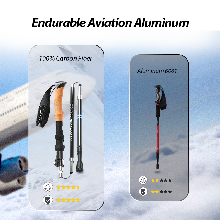 Carbon Fiber Folding Nordic Hiking Trekking Pole Ultralight Mountain Telescopic Walking Sticks