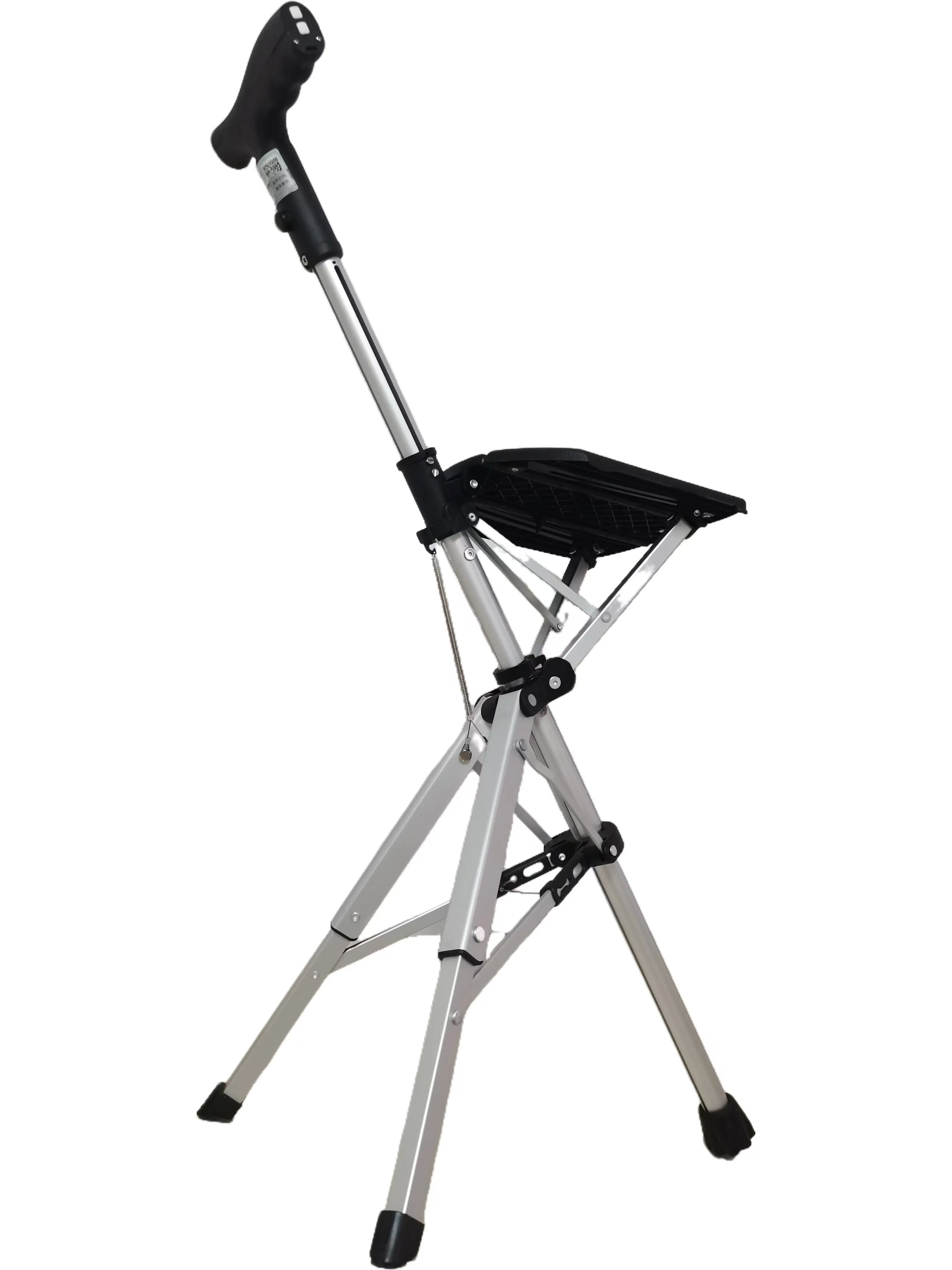 Electric Powered One-Press Folding and Unfolding Walking Cane, with Seat
