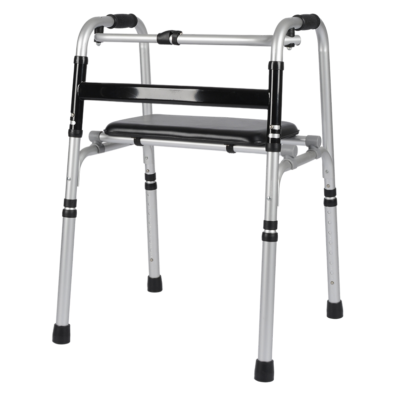 Dl-7011-Black Seat Lightweight Adjustable Aluminum Medical Rollator Walker Device for Adults &amp; Elderly