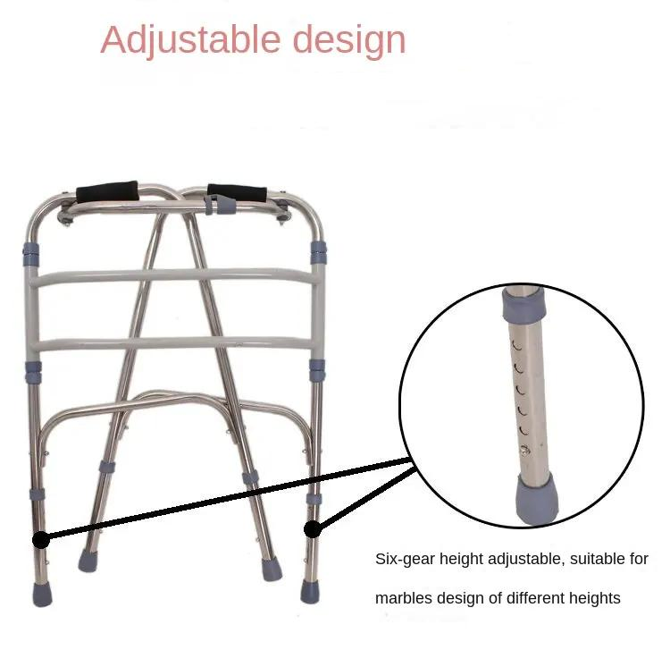 High Quality Folding Portable Medical Mobility Frame Walker Walking Aids The Elderly Crutch Aluminum Alloy Bright Walker