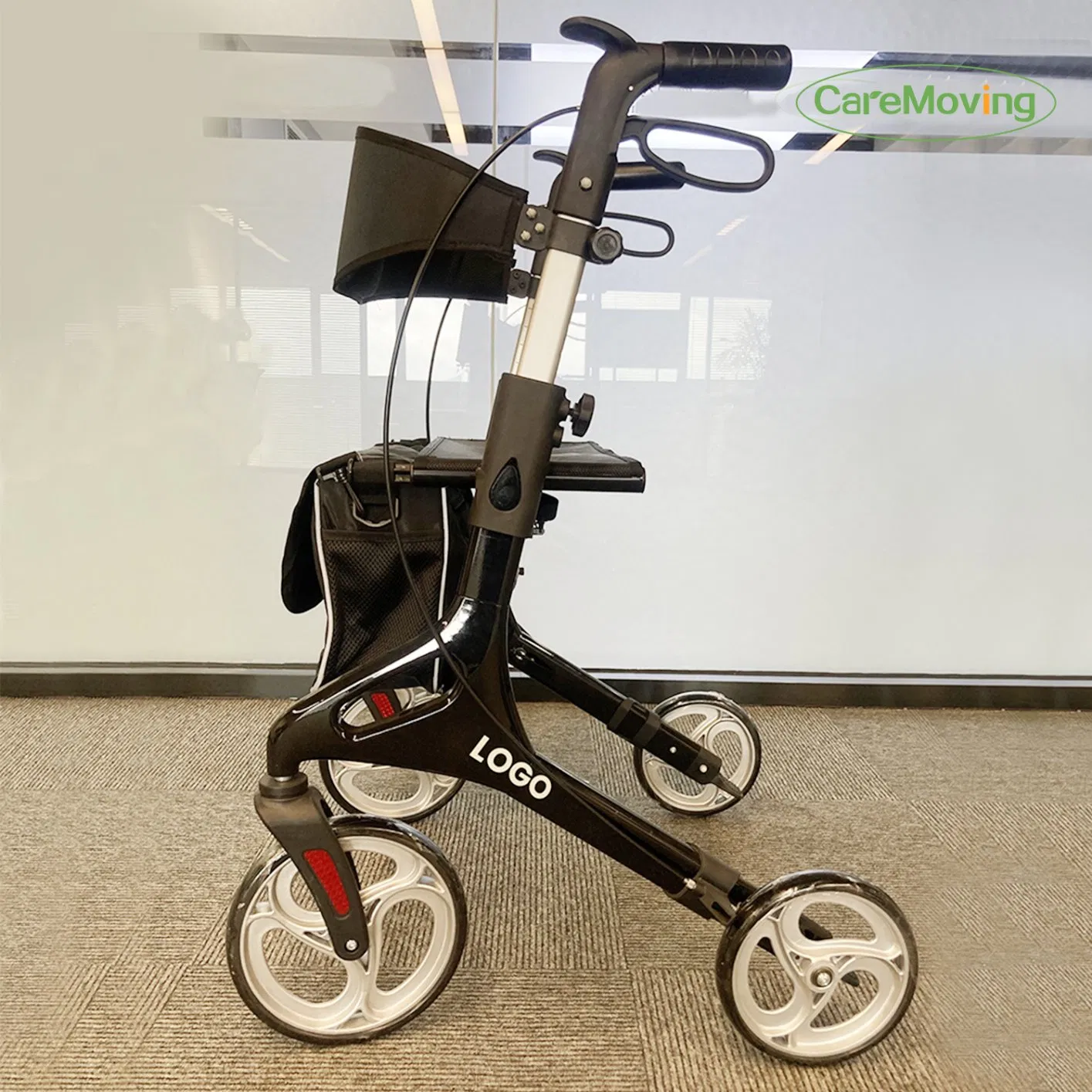 China Factory Professional Rehabilitation Equipment Lightweight Aluminum Medical Items Folding Walker for Disabled Rollator Walker with Seat