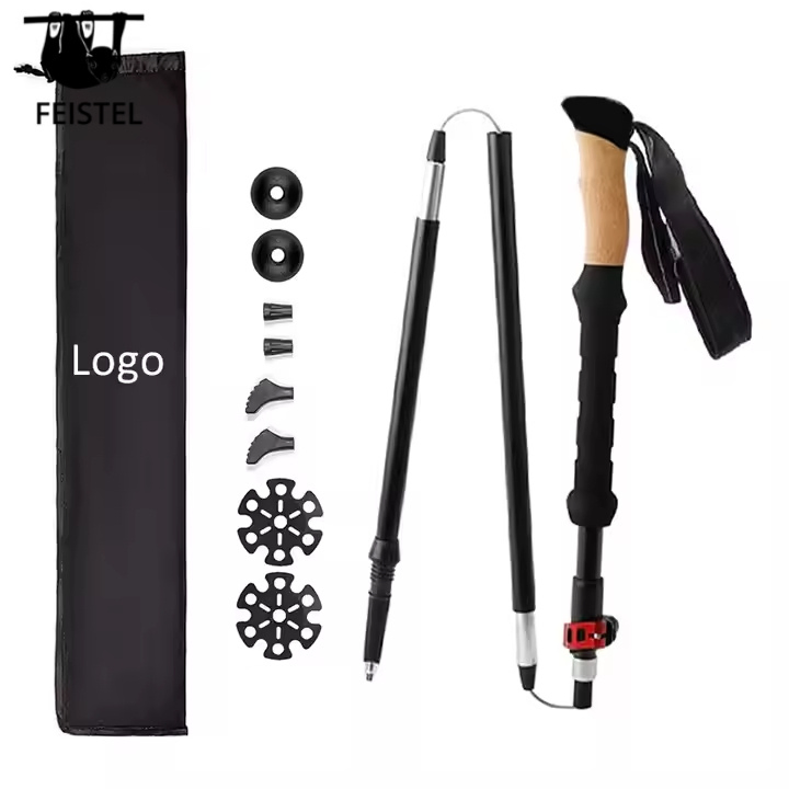 Outdoor Ultralight Mountain Walking Sticks Ultralightr Folding Aluminium 7075t6 Nordic Hiking Trekking Pole