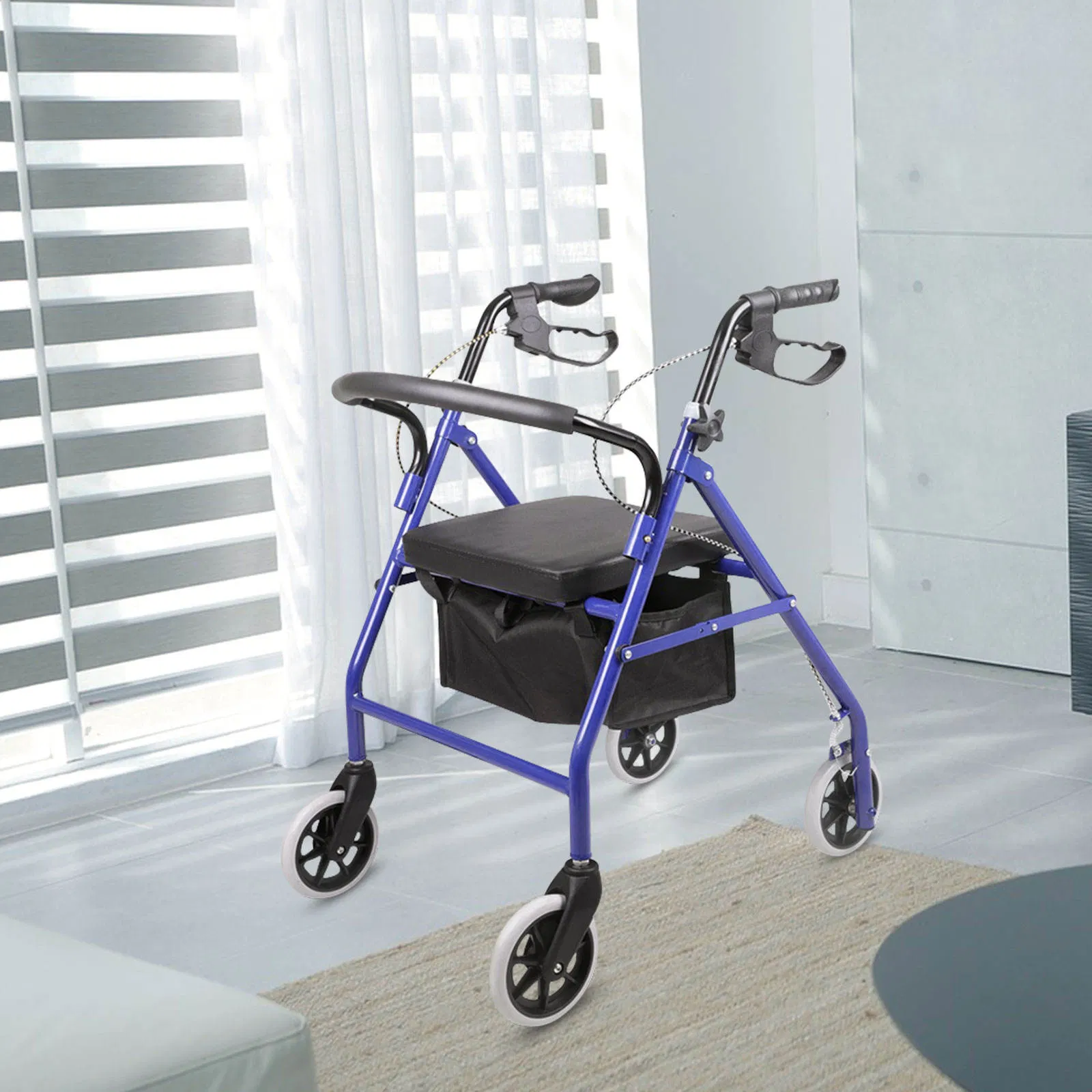 Foldable 4 Wheels Rollator for Elderly and Disabled People Mobility Walker with Seat