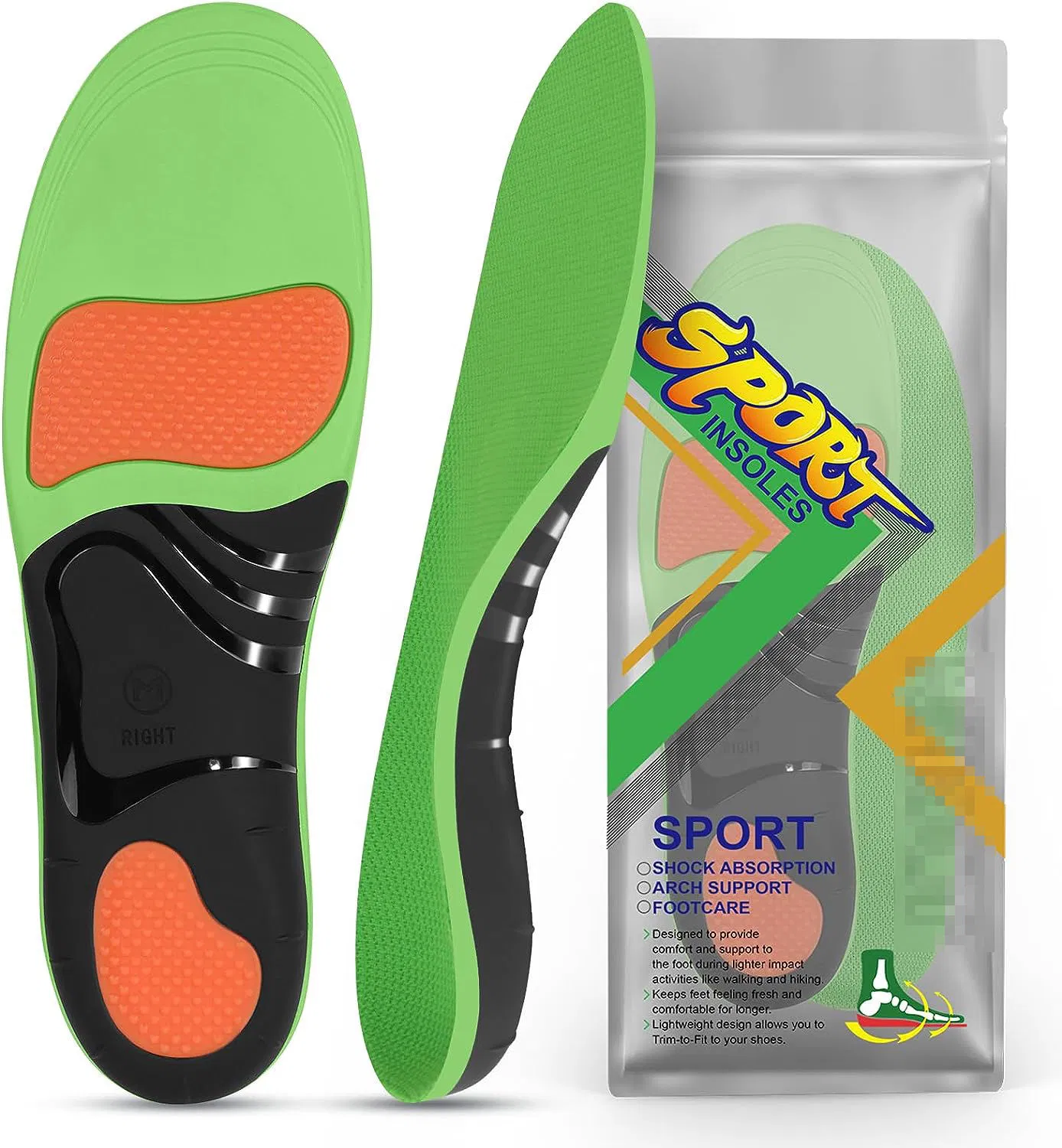 Plantar Fasciitis Pain Relief Feet Insoles Orthotics Arch Support Insoles with Motion Control Shoe Inserts Work Boot Flat Feet