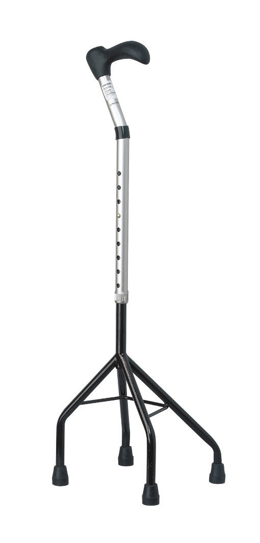 Quad Cane Four Leg Base Provides Extra Stability for Elderly and Disabled