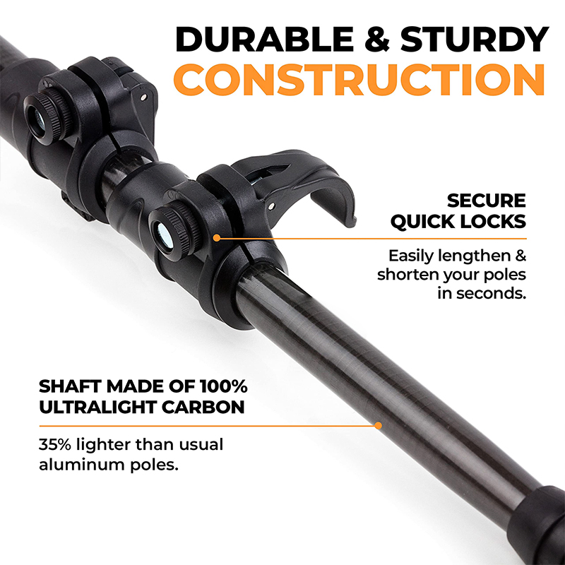 Feistel Carbon Fiber Trekking Poles Lightweight Collapsible Hiking Poles, Shock-Absorbent Walking Sticks