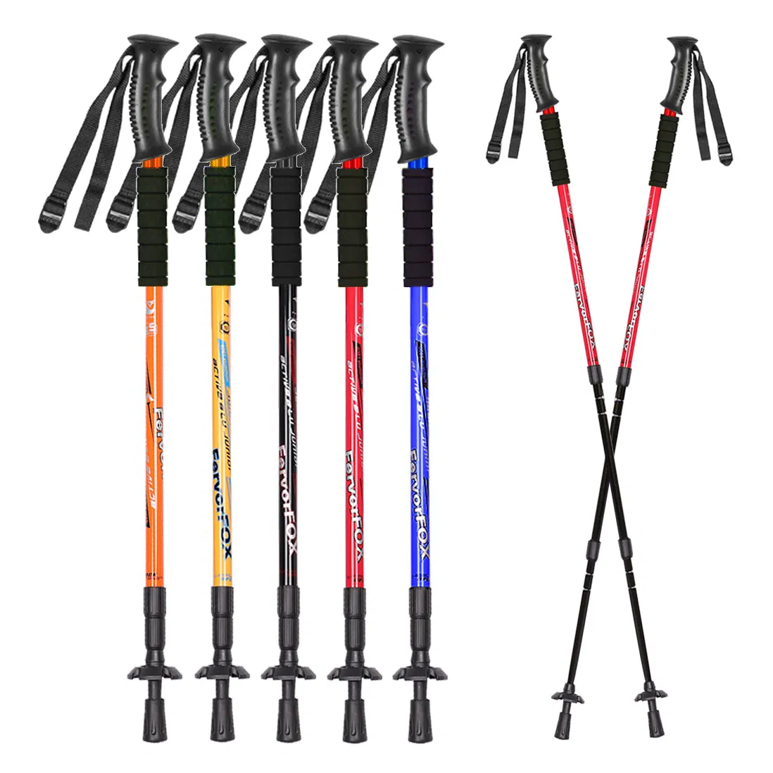 Adjustable Aluminum Hiking Pole Light Telescopic Nordic Style Walking Sticks Anti Shock Trekking Poles
