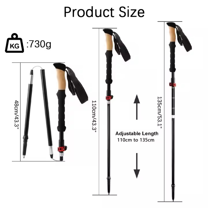Custom Logo Package Ergonomic Trekking Poles with Anti-Shock System for Comfort