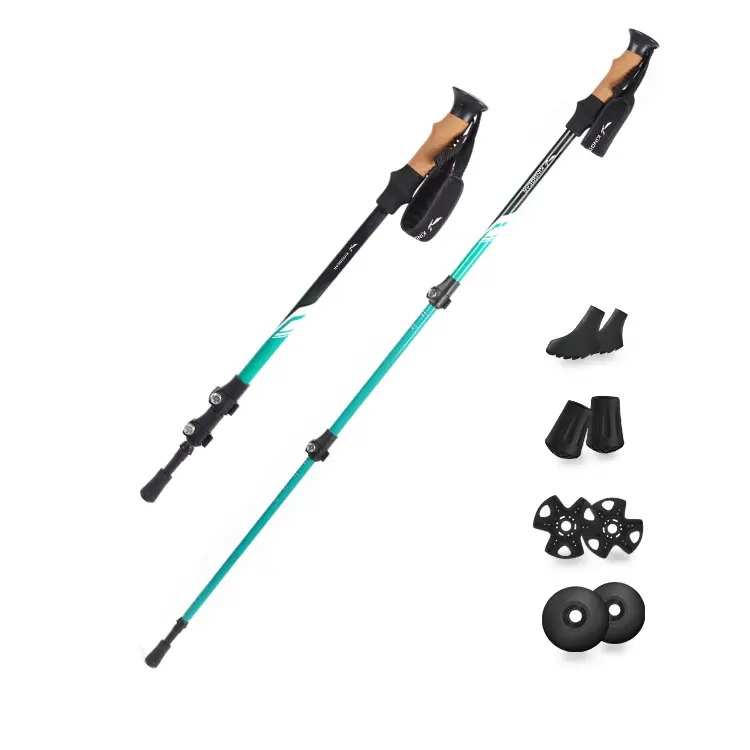 Hot Selling Lightweight Telescopic Hiking Stick Anti-Shock Walking Stick Trekking Pole 3 Section Alpenstock