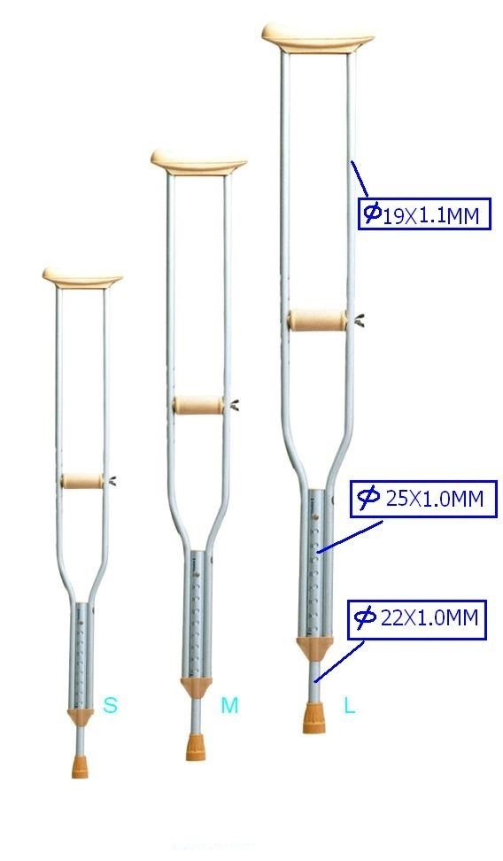 Comfortable Adjustable Aluminum Underarm Crutches Axillary Crutches for Injuried Elderly