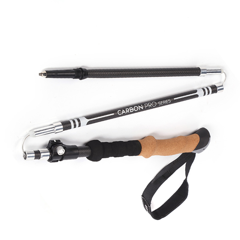 Hiking Pole Walking Stick Adjustable Mountain Climbing Carbon Telescopic 5 Section Trekking Poles Folding