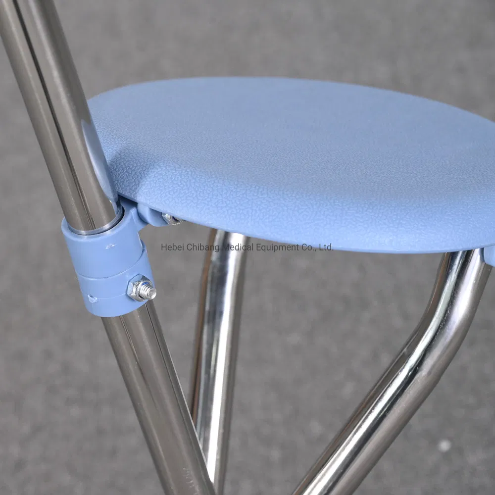 Foldable Stainless Steel Walking Stick Cane Seat Four Legs Cane with Chair Folding Crutch