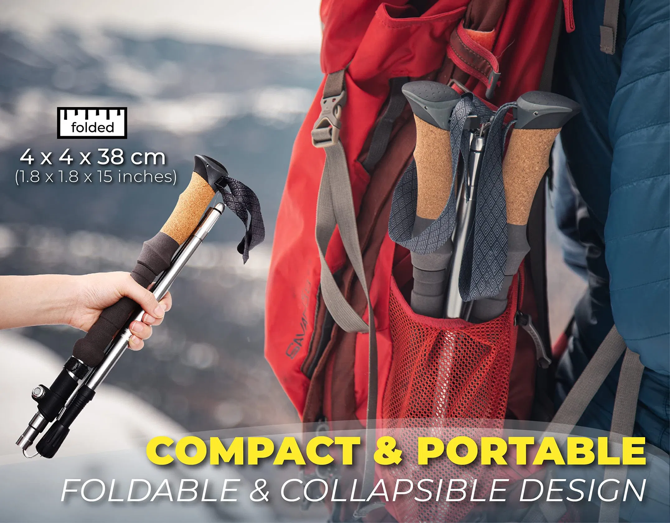 Outdoor Mountain Ultralight Quick Lock Carbon 7075 Aluminum Hiking Folding Trekking Poles