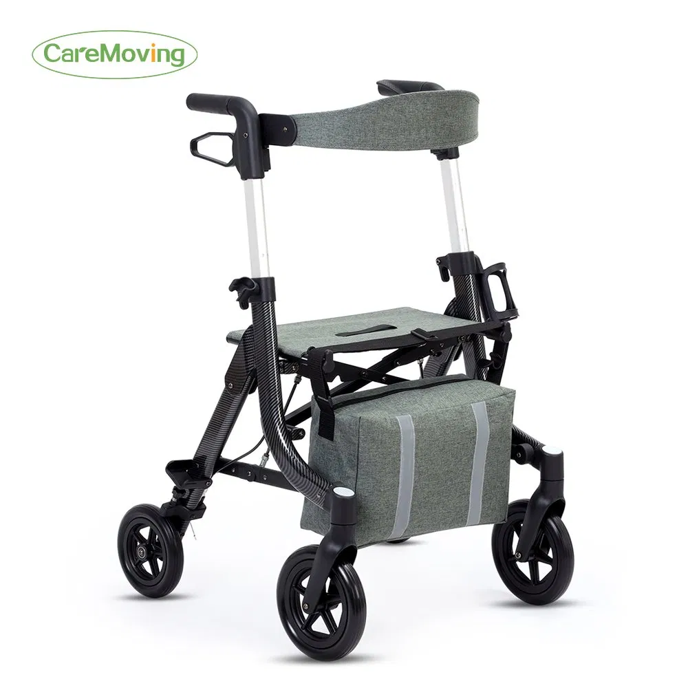 Hot Sale Aluminium Lightweight Medical Rehabilitation Products Four Wheel Folding Disabled Rollator Walker for Elderly Walking Aids