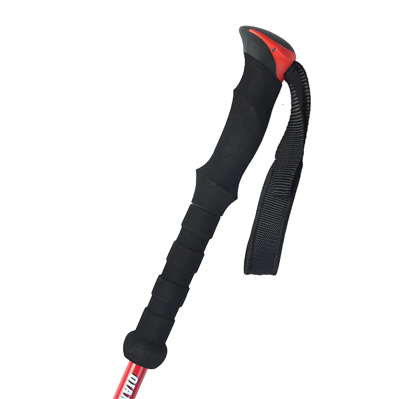 Multifunctional Trekking Pole Folding Telescopic Outdoor Hiking Tactics Self-Defense Stick Cane Crutch Aluminum Alloy