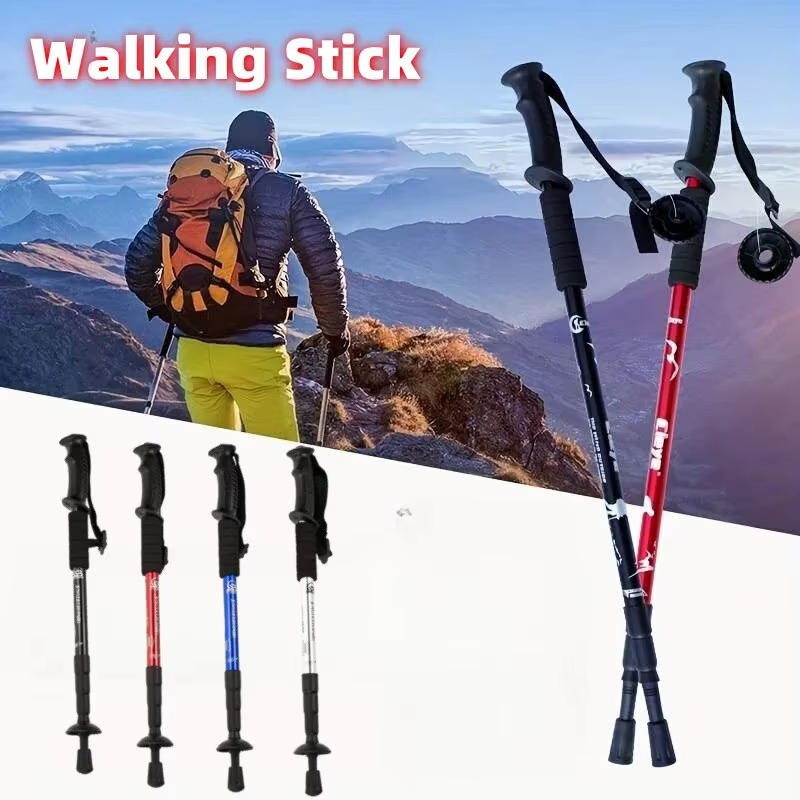 Trekking Poles Shock Absorption Foldable Ultralight Hiking Pole Suitable for Outdoor Camping Mountaineering Backpacking and Trip