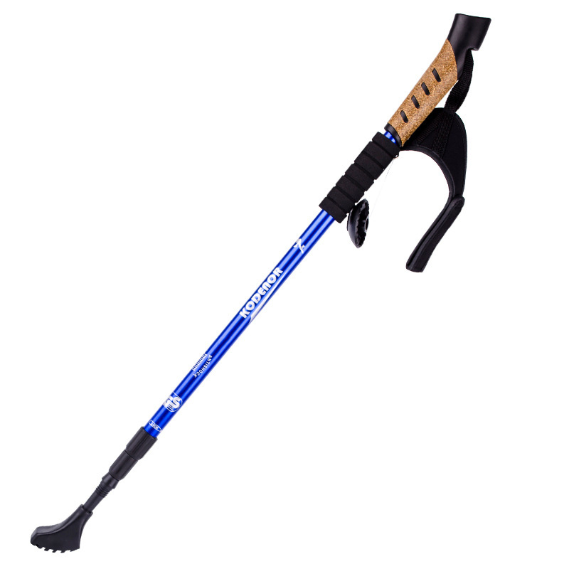 Popular Cheap Price Non-Slip Cork Handle Anti-Shock System Protection Blue Aluminum Trekking Poles up to 135cm for Men