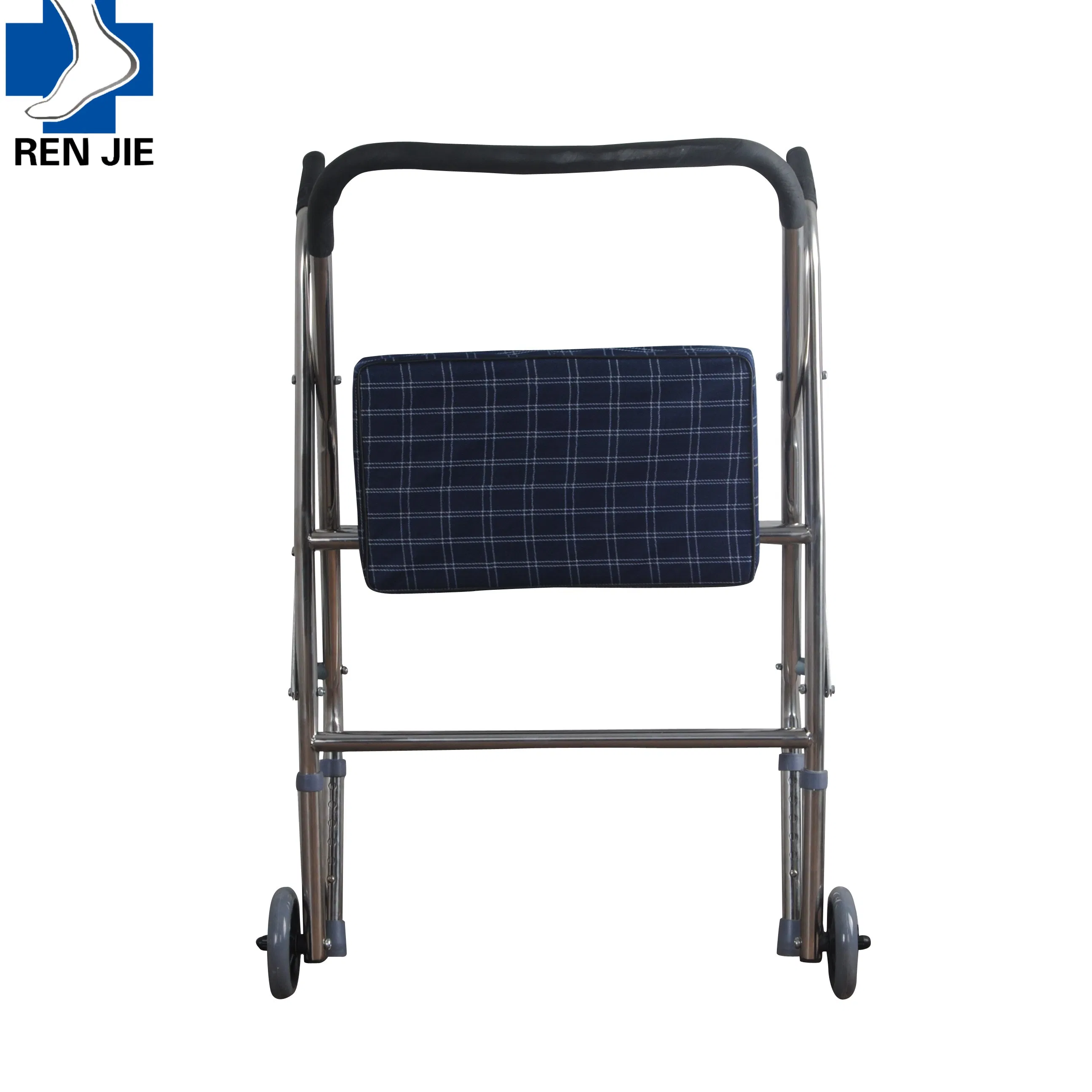 Seniors Adults Upright Walker Stand up Folding Rollator Walker with Backrest Seat and Padded Armrests