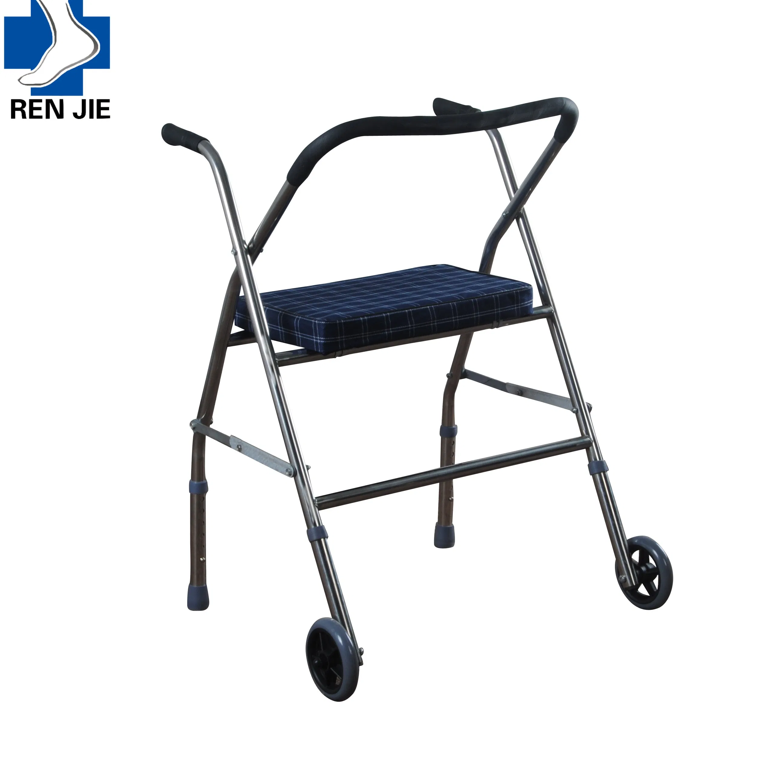 Seniors Adults Upright Walker Stand up Folding Rollator Walker with Backrest Seat and Padded Armrests