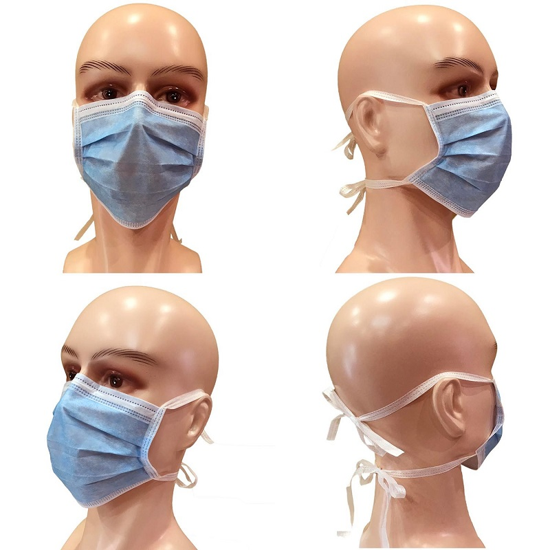 Medical Supply Disposables 3-Ply Disposable Tie-on Surgical Face Mask Anti Fog with Shield Protective Safety Face Mask