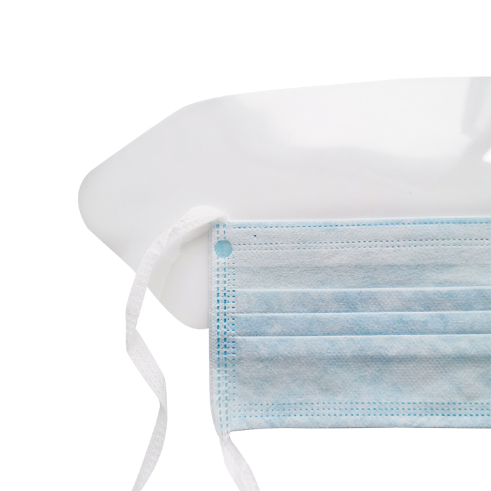 Fluid Resistant Medical Face Shield Visor Disposable Non-Woven 3plys Fluid Shield Face Mask Tie-on 98% Bfe Filtration Protective Iir Face Mask with Visor