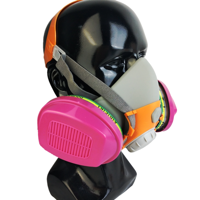 Half Face Mask Dual Active Carbon Filtering Silicone Air Purifying Respirator Mask