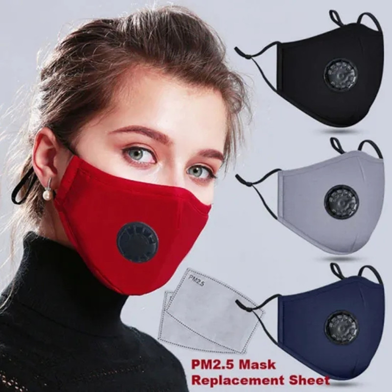 100% Cotton Face Mask with Breathing Air Valve Filter