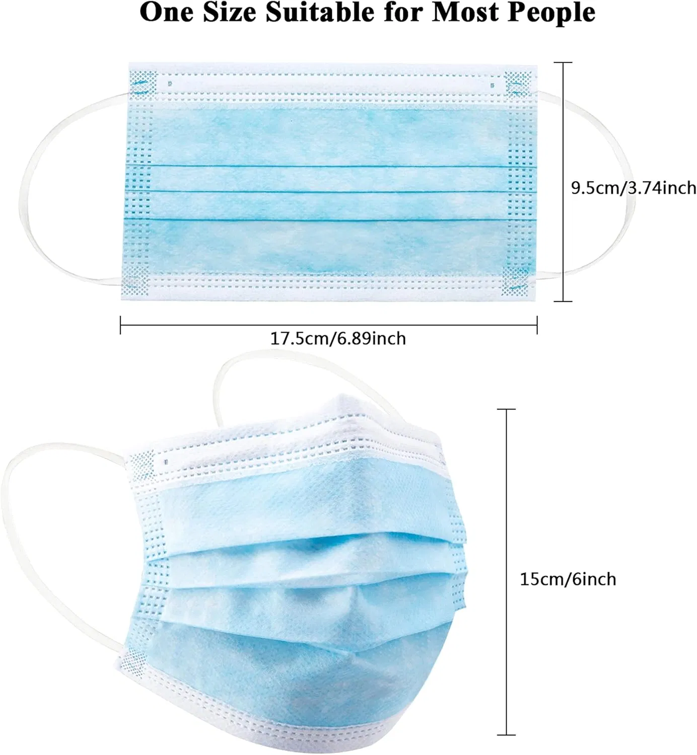 Protective Non-Woven PP Flat 3 Ply Ear-Loop Blue Disposable Dental Surgical Medical Face Mask