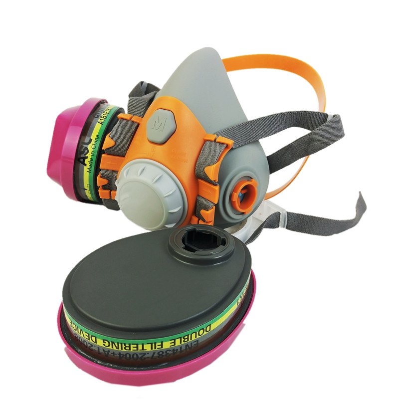 Half Face Mask Dual Active Carbon Filtering Silicone Air Purifying Respirator Mask