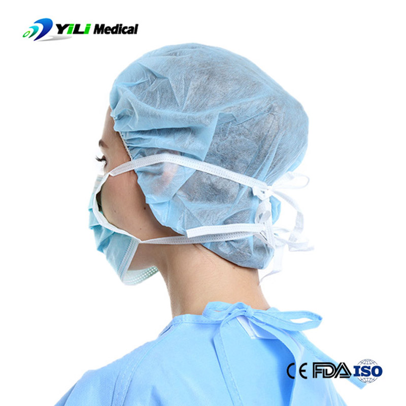 Medical Supply Disposables 3-Ply Disposable Tie-on Surgical Face Mask Anti Fog with Shield Protective Safety Face Mask