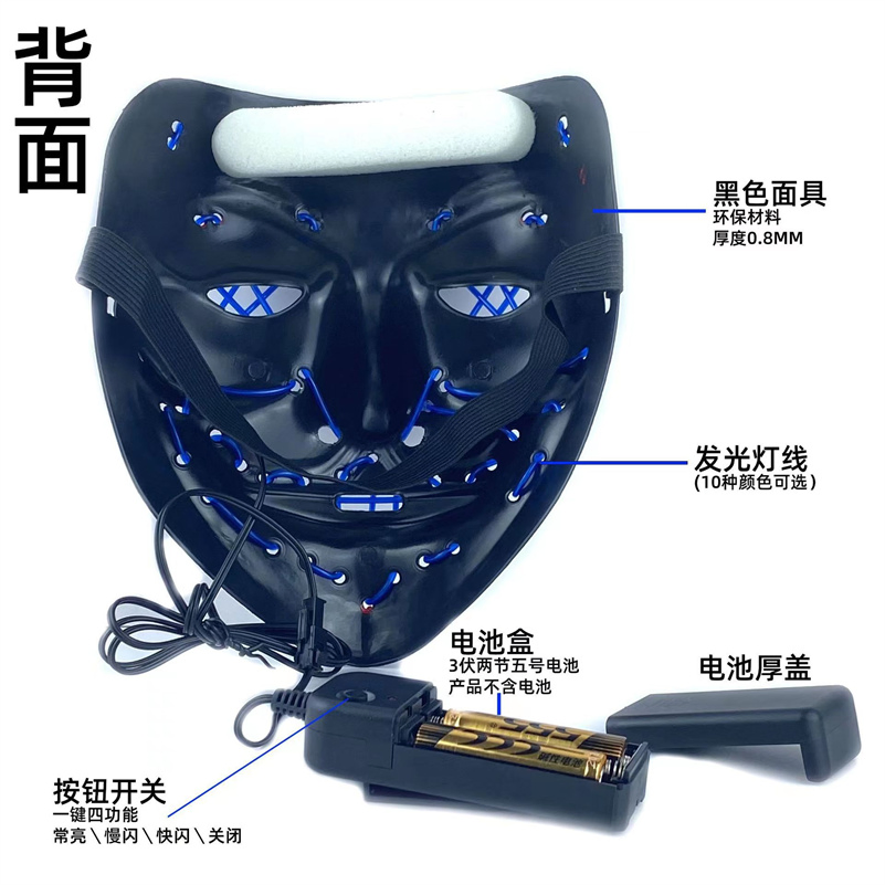 Halloween Horror Grimace Shaped Glowing Mask, Party and Dance LED Prop Mask