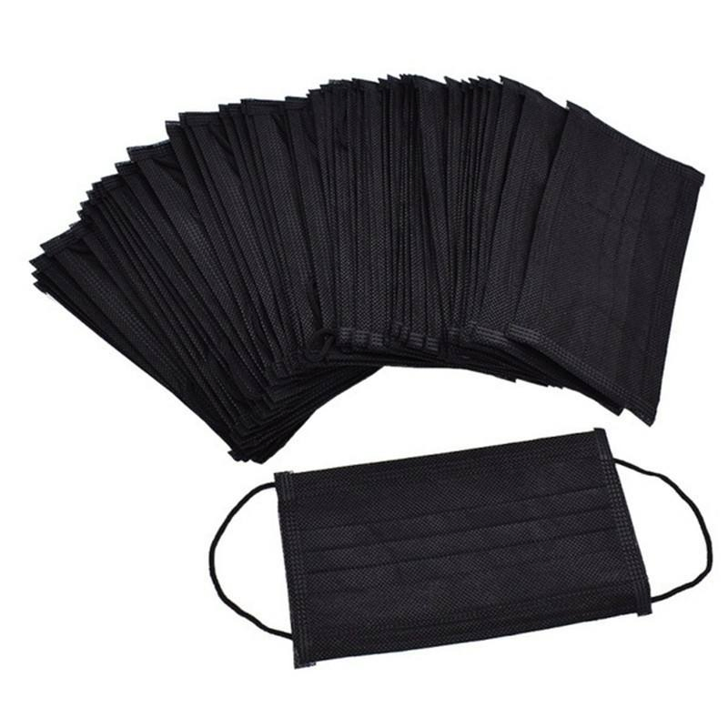 100% Promotion 3 Ply Non-Medical Black Color Anti Dust Polution Fog Non-Woven Melt-Blown Elastic Ear Band Disposable Breathable Adult Protective Face Mask