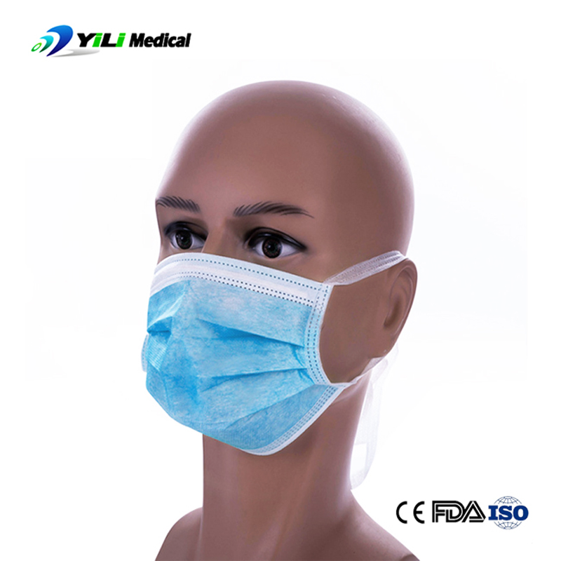 Medical Supply Disposables 3-Ply Disposable Tie-on Surgical Face Mask Anti Fog with Shield Protective Safety Face Mask
