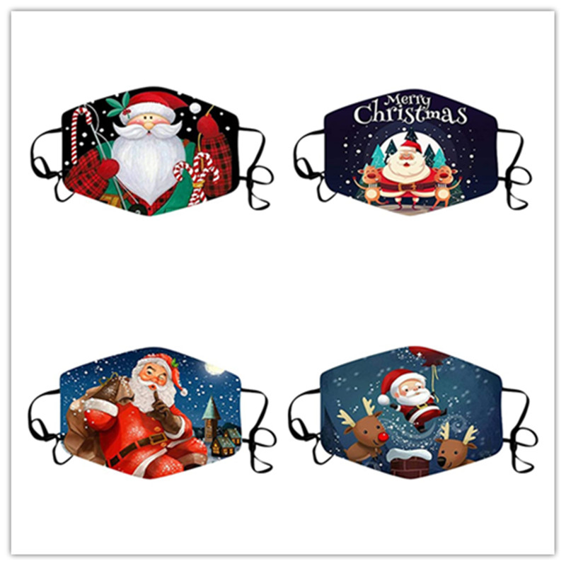 Custom Printing Washable Reusable 2 Ply 100% Cotton Christmas Face Mask