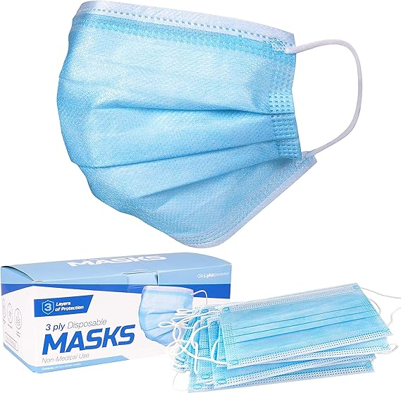 Protective Non-Woven PP Flat 3 Ply Ear-Loop Blue Disposable Dental Surgical Medical Face Mask