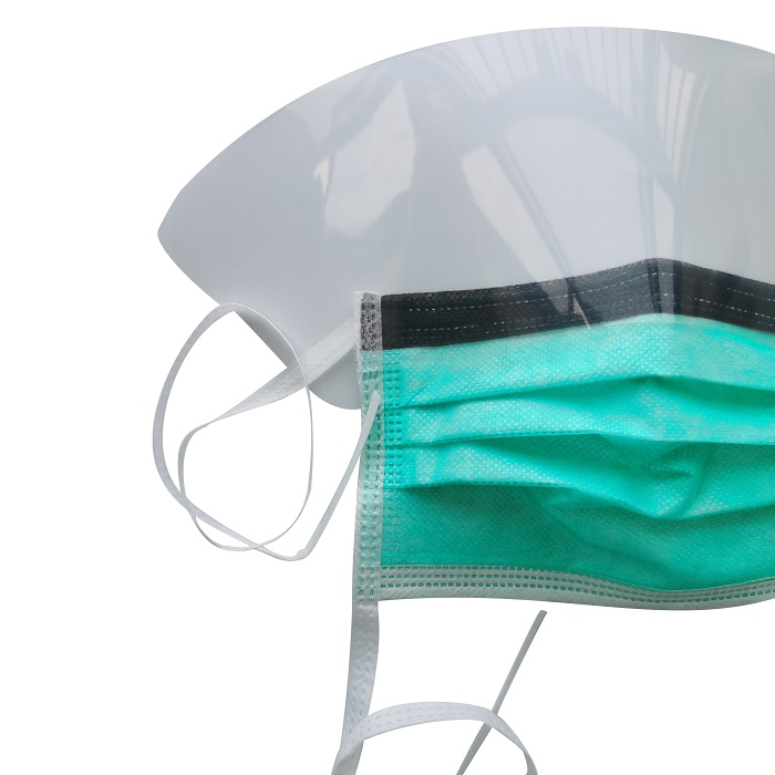 Anti-Glare Film and Anti-Fog Foam Type Iir Fluid Resistant Surgical Mask with Face Protector Disposable Ties on Surgical Face Mask with Splash Shield