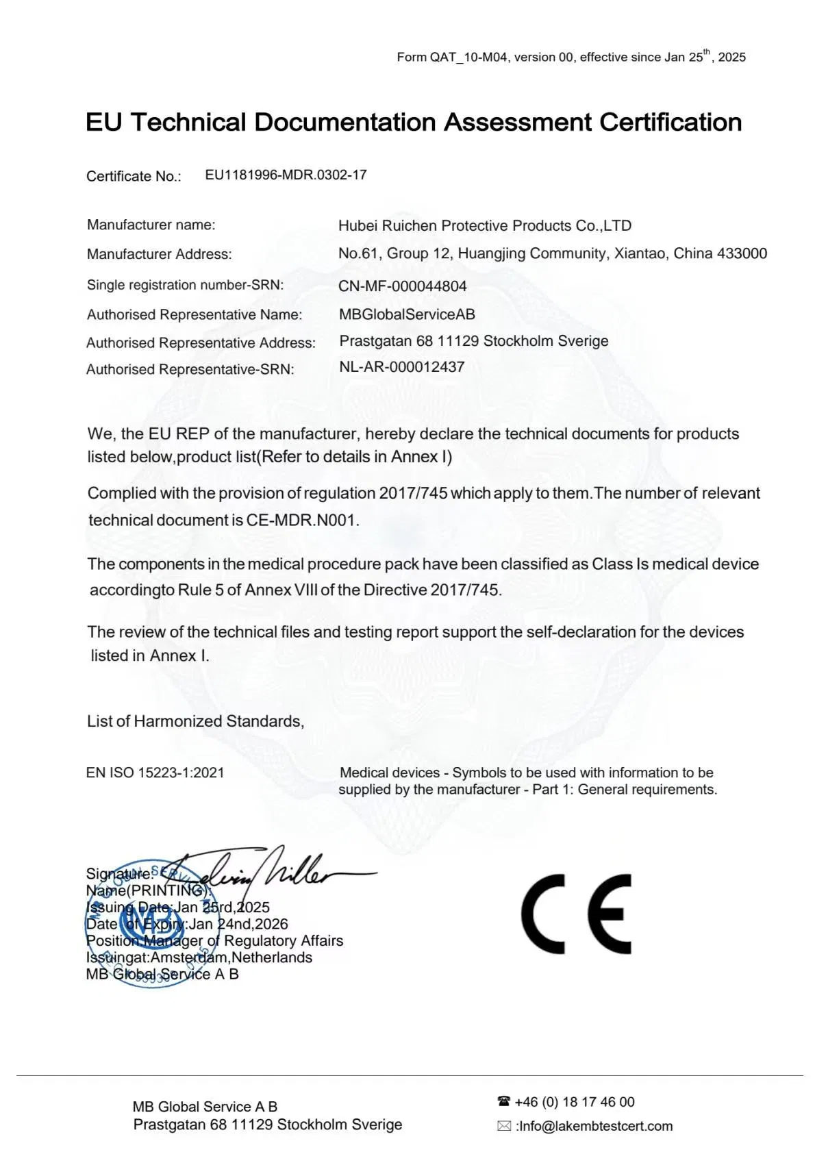 CE MDR Certificate