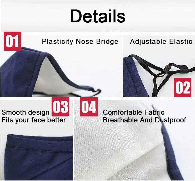 100% Cotton Face Mask with Breathing Air Valve Filter