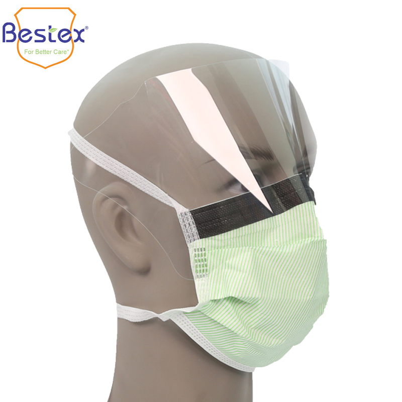 Medical Protective Anti Splash 4-Ply Surgical Face Mask with Shield Visor Ear-Loop