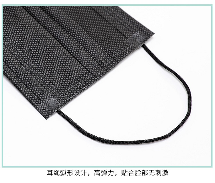 Protective Elastic Earloop Disposable 3ply Black Face Masks for Tattoo