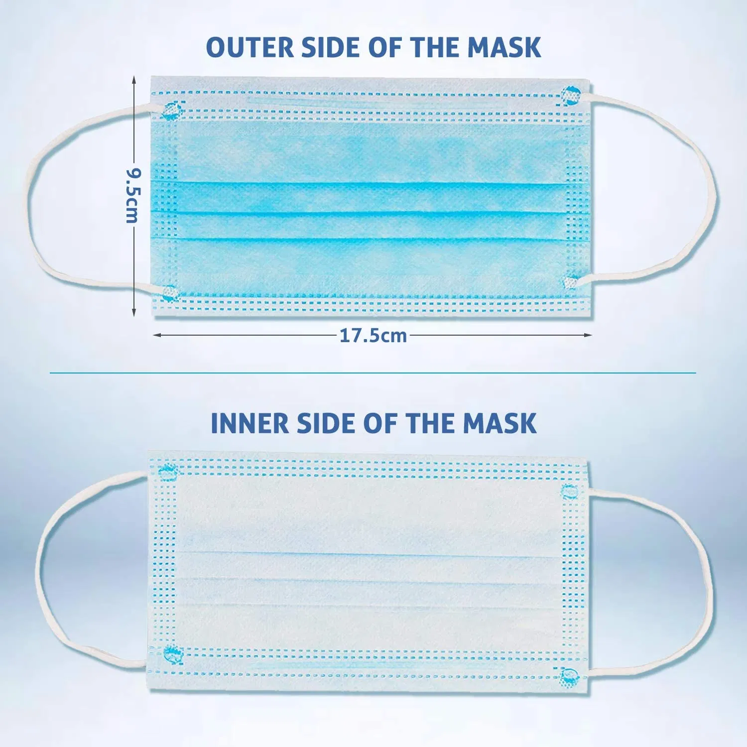 Manufacturer 3ply Earloop Blue and White Face Mask Disposable Facemask Facial Mask Non Woven Three Layer