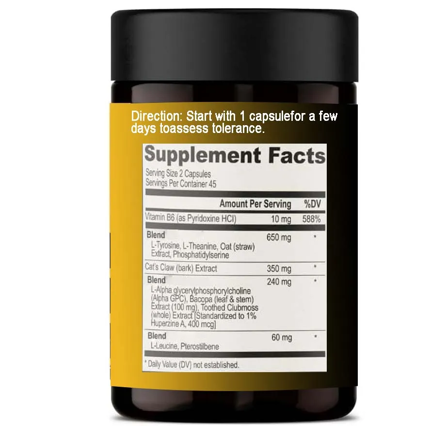 Brain Supplement Memory Focus Support Vitamins for Mental Support & Clarity Cognitive Complex