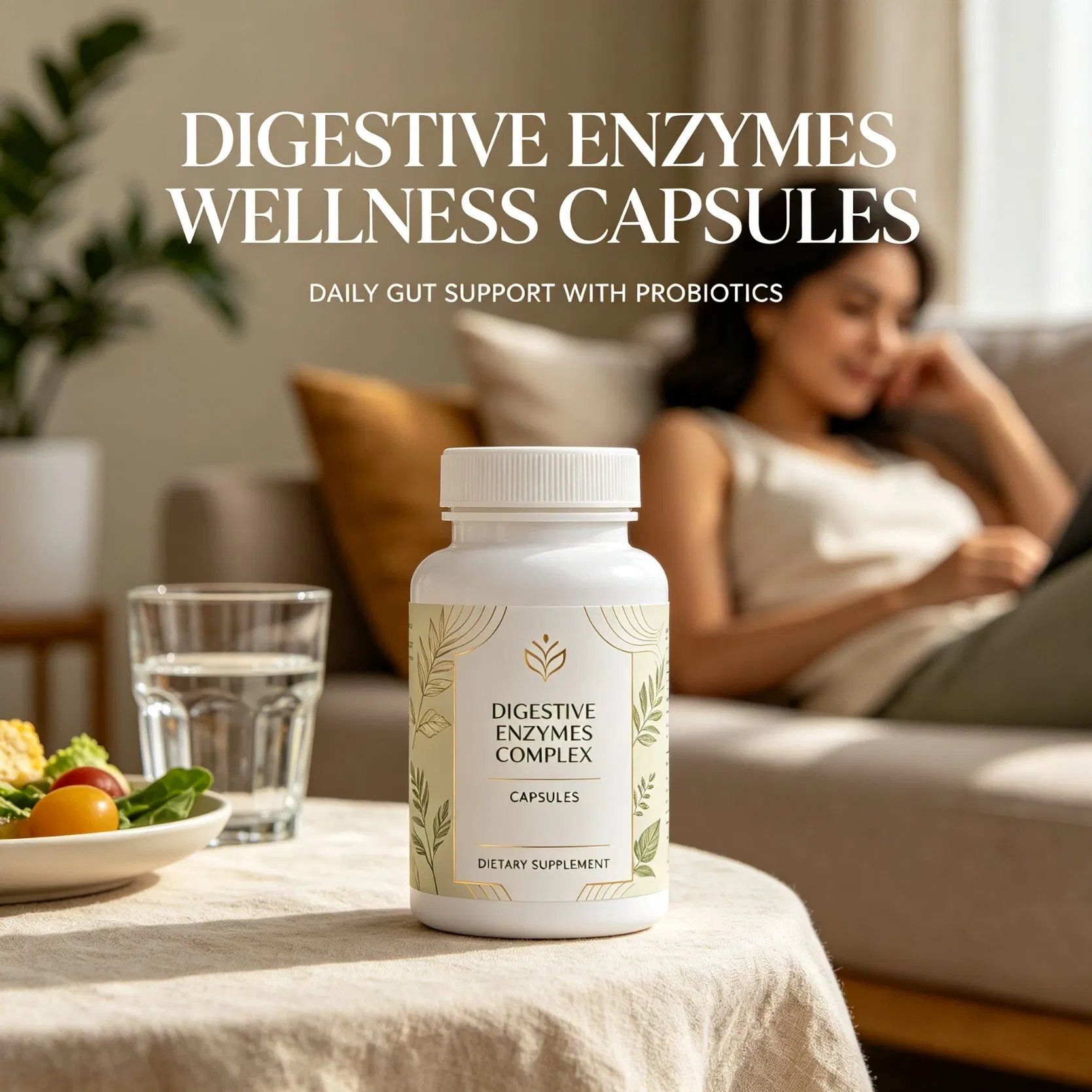 Organic Digestive Enzymes Complex with Probiotics &amp; Magnesium Glycinate Daily Gut Support